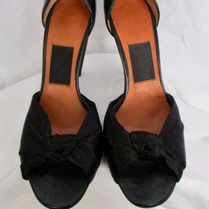 Lanvin Black/Midnight Blue Bow Knot Peep Toe High Heel  Size 37 EU /6.5 US